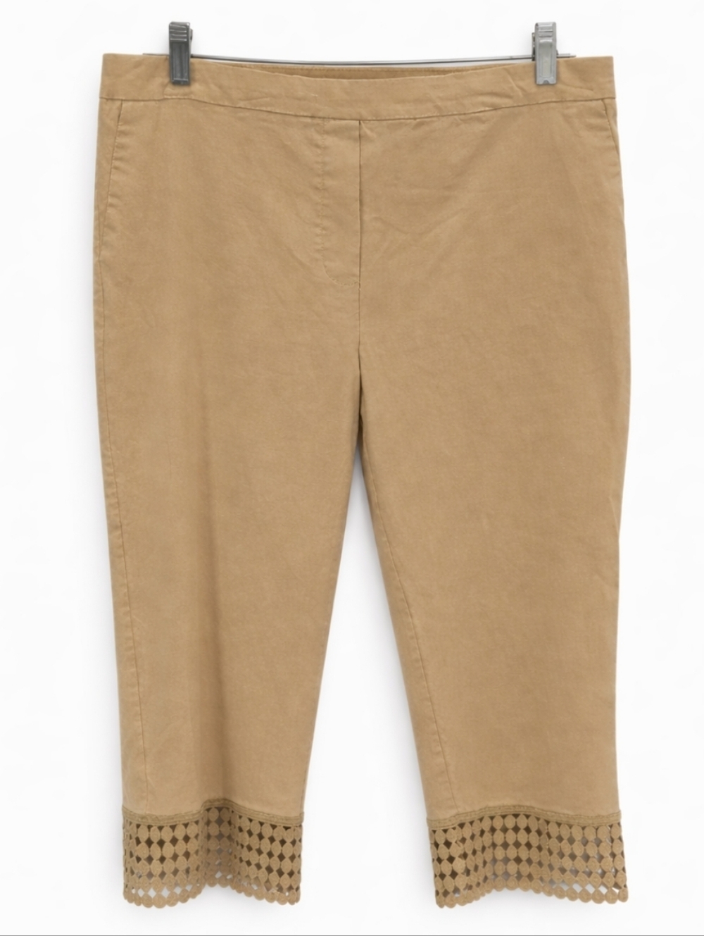 Zac & Rachel Tan Spandex Blend Cutout Capris Sz 14